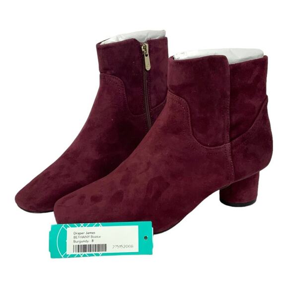Draper James Bethany Suede Cylinder Block Heel Bootie Burgundy 8 NWT $175 MSRP - Picture 8 of 8